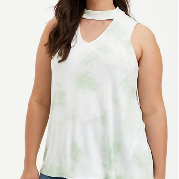 Torrid VSCO spring Summer super soft tie dye green choker sleeveless top size 1 - Picture 1 of 10